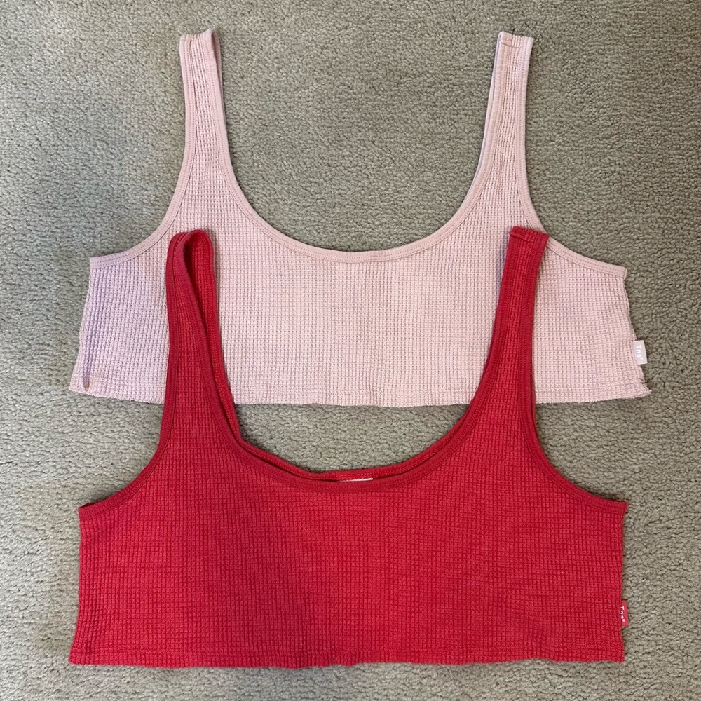 TNA Ribbed Tank Tops - Pink and Red